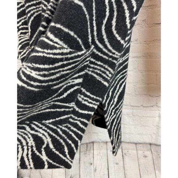 MAEVE ANTHROPOLOGIE lambswool black white knit cardigan sweater S - Picture 4 of 10